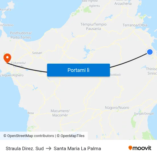 Straula Direz. Sud to Santa Maria La Palma map