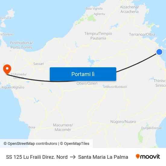 SS 125 Lu Fraili Direz. Nord to Santa Maria La Palma map