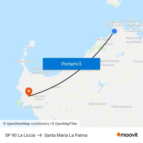 SP 90 La Liccia to Santa Maria La Palma map