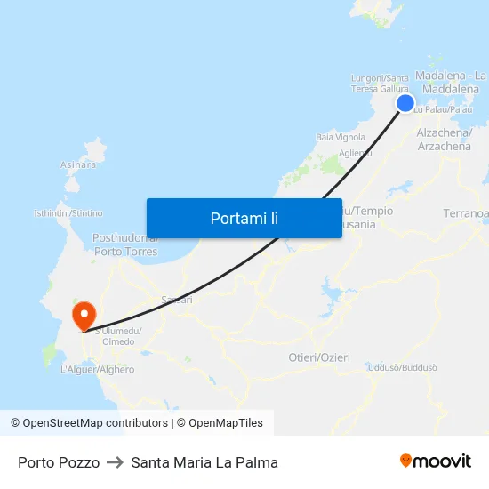 Porto Pozzo to Santa Maria La Palma map