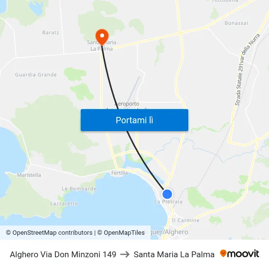 Alghero Via Don Minzoni 149 to Santa Maria La Palma map