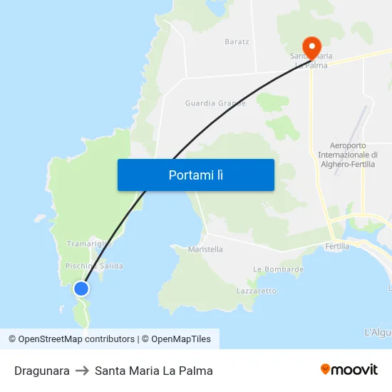 Dragunara to Santa Maria La Palma map