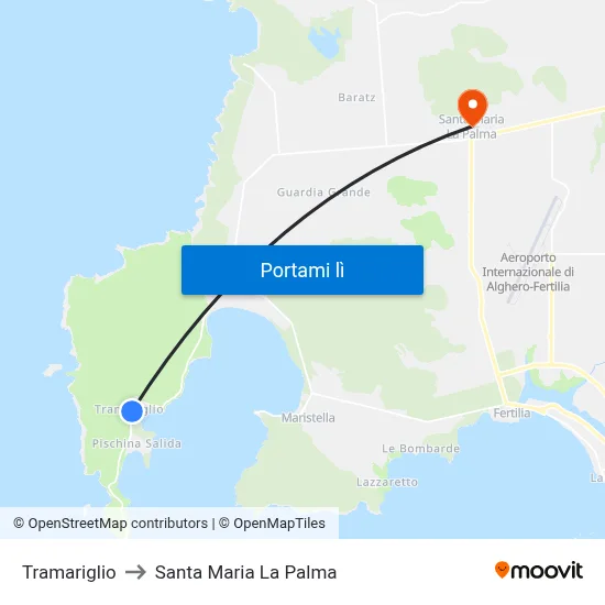 Tramariglio to Santa Maria La Palma map