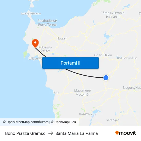 Bono Piazza Gramsci to Santa Maria La Palma map