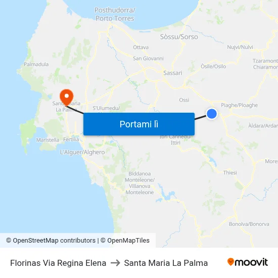 Florinas Via Regina Elena to Santa Maria La Palma map