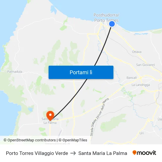 Porto Torres Villaggio Verde to Santa Maria La Palma map