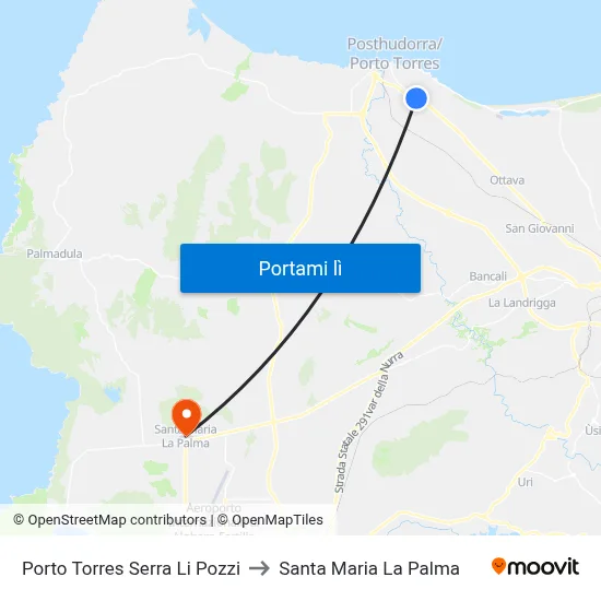 Porto Torres Serra Li Pozzi to Santa Maria La Palma map