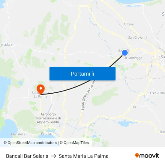 Bancali Bar Salaris to Santa Maria La Palma map