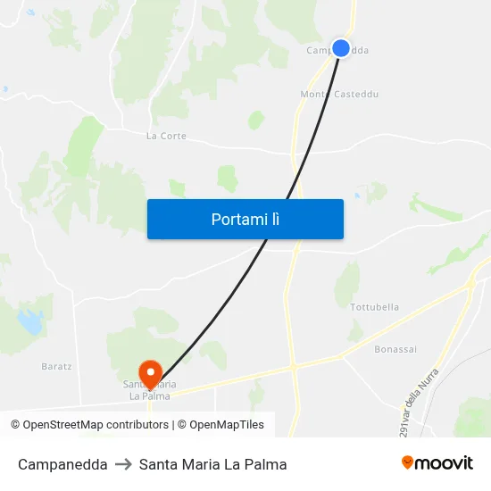 Campanedda to Santa Maria La Palma map