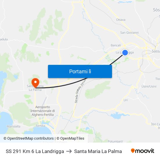 SS 291 Km 6 La Landrigga to Santa Maria La Palma map