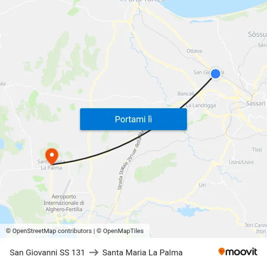 San Giovanni SS 131 to Santa Maria La Palma map