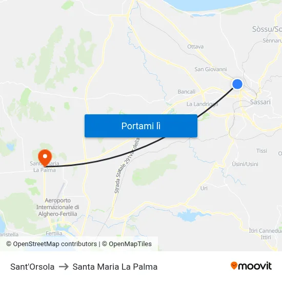 Sant'Orsola to Santa Maria La Palma map