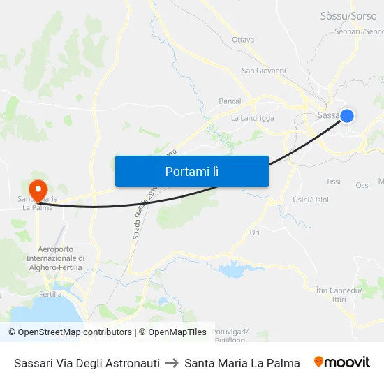 Sassari Via Degli Astronauti to Santa Maria La Palma map