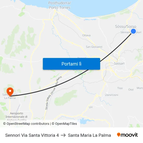 Sennori Via Santa Vittoria 4 to Santa Maria La Palma map