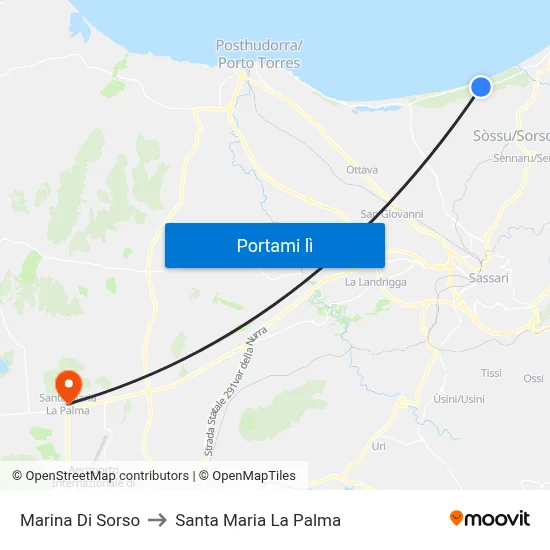 Marina Di Sorso to Santa Maria La Palma map