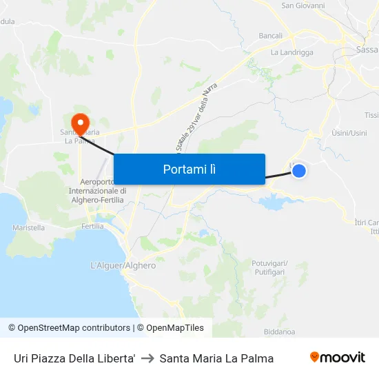 Uri Piazza Della Liberta' to Santa Maria La Palma map