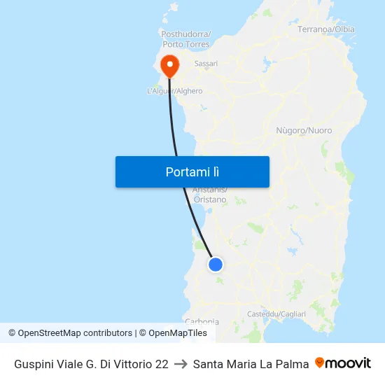 Guspini Viale G. Di Vittorio 22 to Santa Maria La Palma map