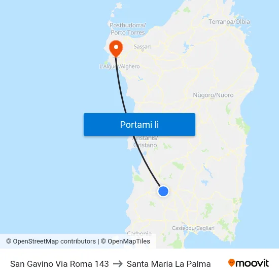 San Gavino Via Roma 143 to Santa Maria La Palma map