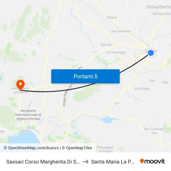 Sassari Corso Margherita Di Savoia to Santa Maria La Palma map