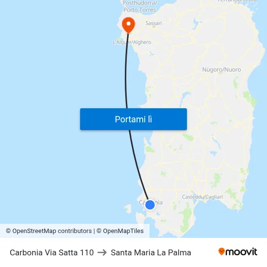 Carbonia Via Satta 110 to Santa Maria La Palma map