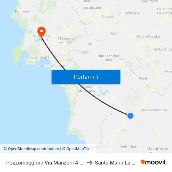 Pozzomaggiore Via Manzoni 4- Fr.Liceo to Santa Maria La Palma map