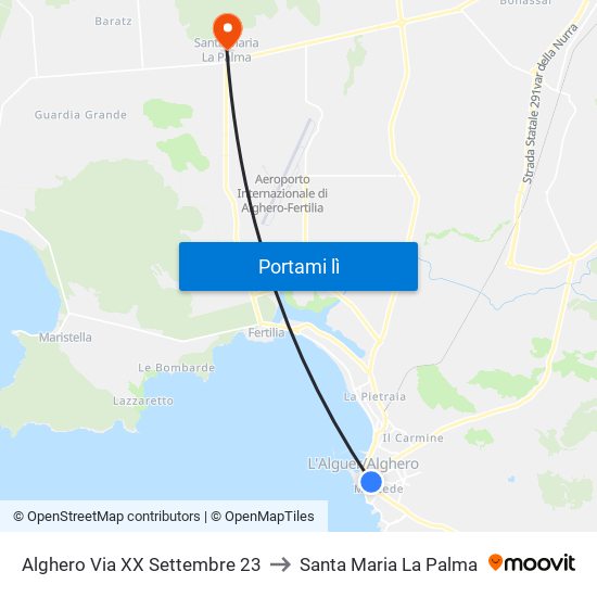 Alghero Via XX Settembre 23 to Santa Maria La Palma map
