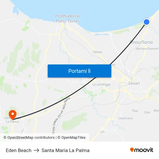 Eden Beach to Santa Maria La Palma map