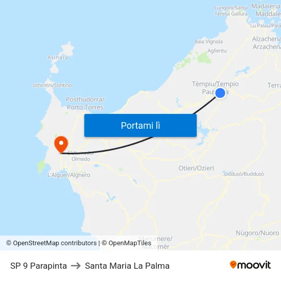 SP 9 Parapinta to Santa Maria La Palma map