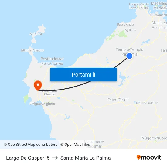 Largo De Gasperi 5 to Santa Maria La Palma map