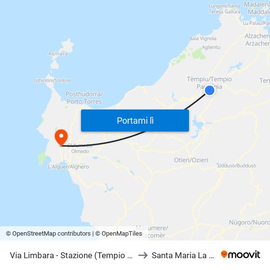 Via Limbara - Stazione (Tempio Pausania) to Santa Maria La Palma map