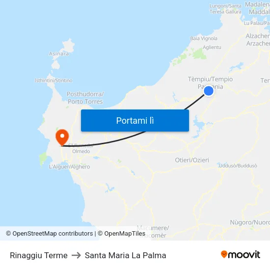 Rinaggiu Terme to Santa Maria La Palma map