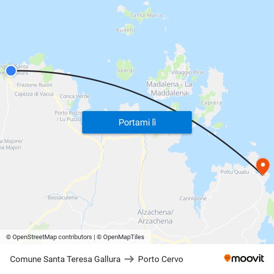 Comune Santa Teresa Gallura to Porto Cervo map
