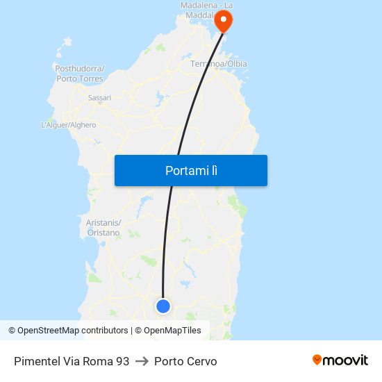 Pimentel Via Roma  93 to Porto Cervo map