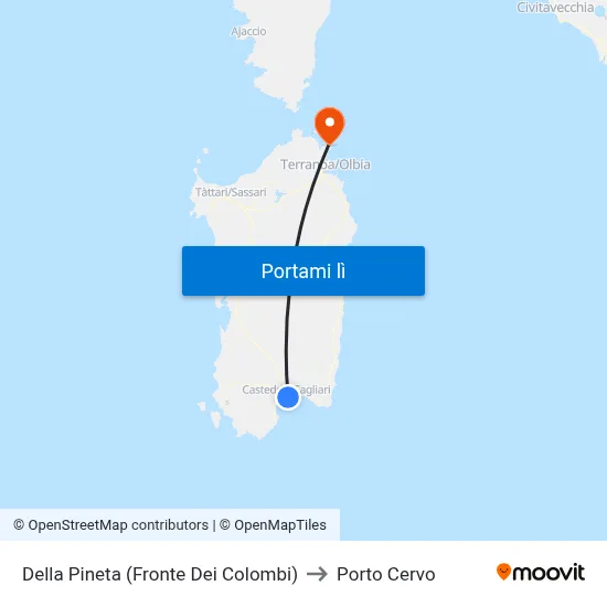 Della Pineta (Fronte Dei Colombi) to Porto Cervo map