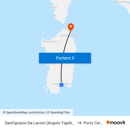 Sant'Ignazio Da Laconi (Angolo Tigellio) to Porto Cervo map