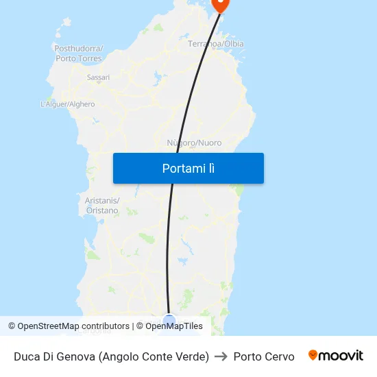 Duca Di Genova (Angolo Conte Verde) to Porto Cervo map