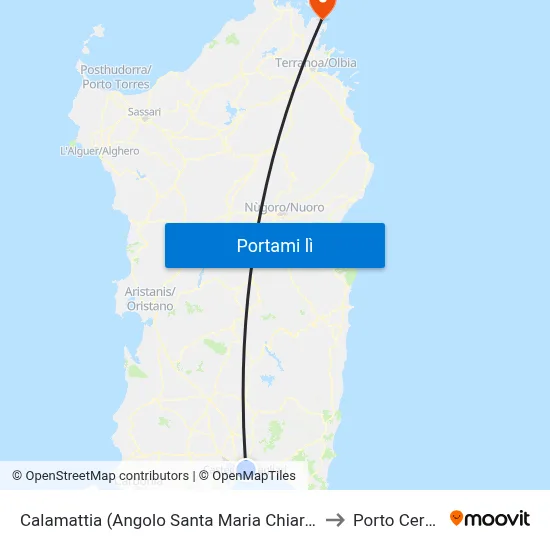 Calamattia (Angolo Santa Maria Chiara) to Porto Cervo map