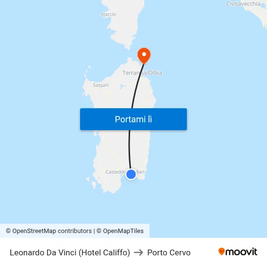 Leonardo Da Vinci (Hotel Califfo) to Porto Cervo map