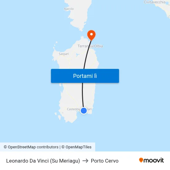 Leonardo Da Vinci (Su Meriagu) to Porto Cervo map