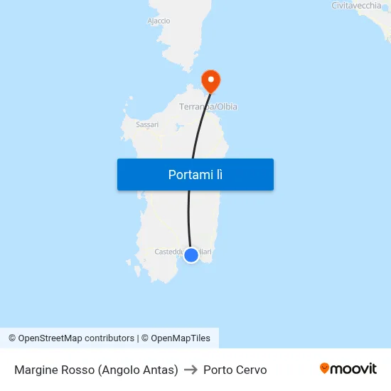 Margine Rosso (Angolo Antas) to Porto Cervo map