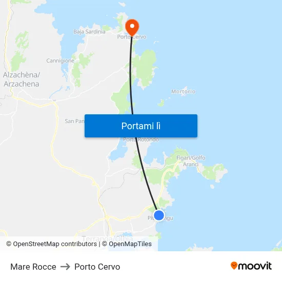Mare Rocce to Porto Cervo map