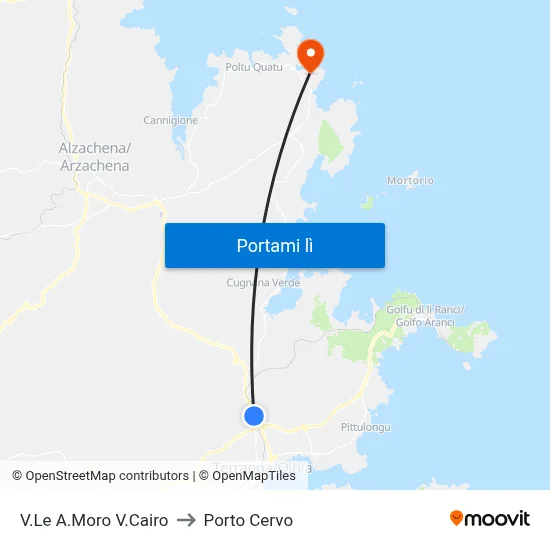 V.Le A.Moro V.Cairo to Porto Cervo map
