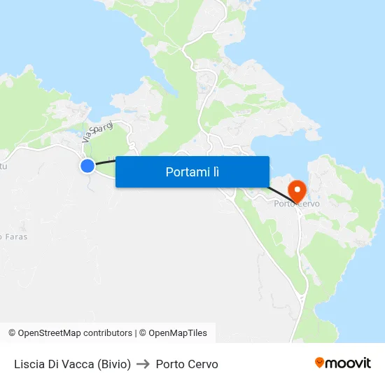 Liscia Di Vacca (Bivio) to Porto Cervo map