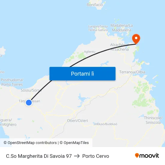 C.So Margherita Di Savoia 97 to Porto Cervo map