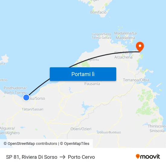 SP 81, Riviera Di Sorso to Porto Cervo map