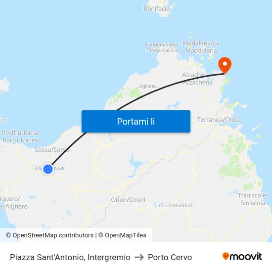Piazza Sant'Antonio, Intergremio to Porto Cervo map