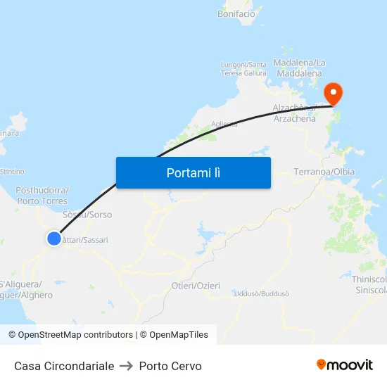 Casa Circondariale to Porto Cervo map