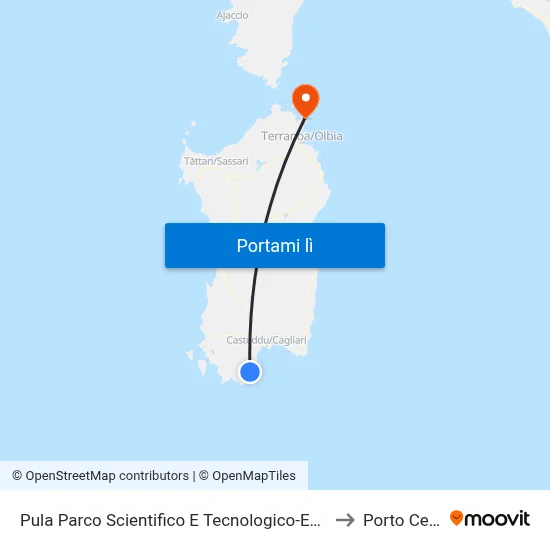 Pula Parco Scientifico E Tecnologico-Edificio 1 to Porto Cervo map