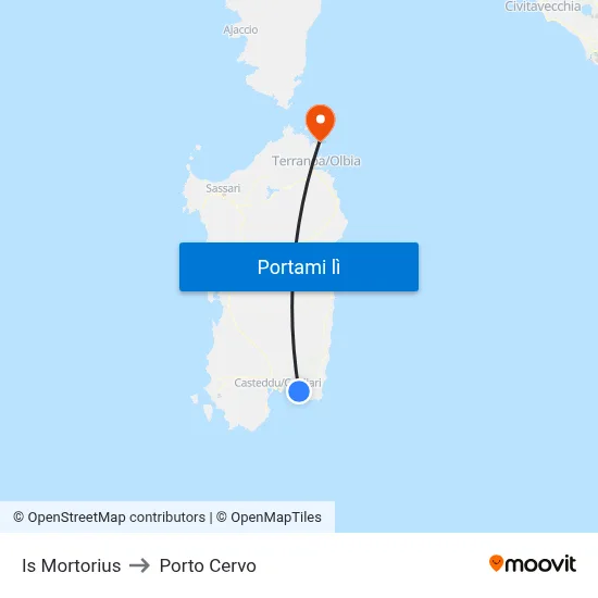 Is Mortorius to Porto Cervo map