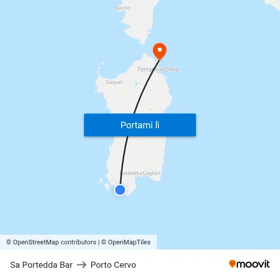 Sa Portedda Bar to Porto Cervo map